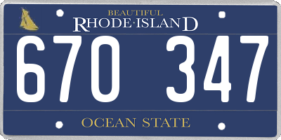 RI license plate 670347