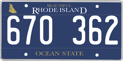 RI license plate 670362