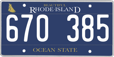 RI license plate 670385