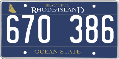 RI license plate 670386