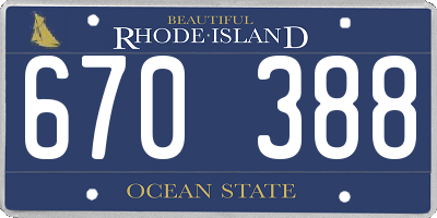 RI license plate 670388