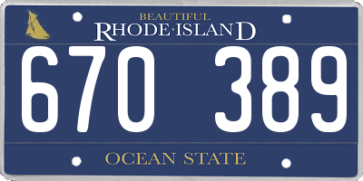 RI license plate 670389