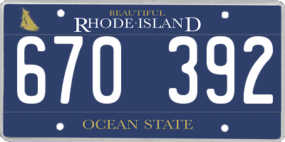 RI license plate 670392