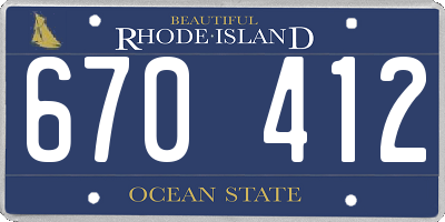 RI license plate 670412