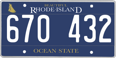 RI license plate 670432