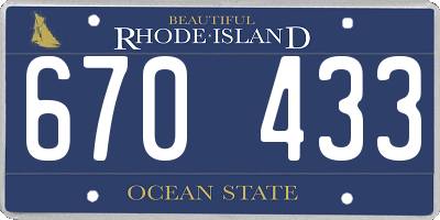 RI license plate 670433