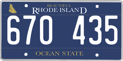 RI license plate 670435