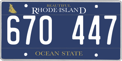 RI license plate 670447