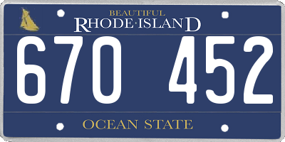 RI license plate 670452
