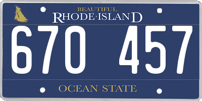 RI license plate 670457