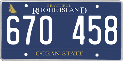 RI license plate 670458