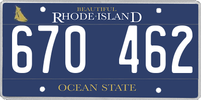 RI license plate 670462