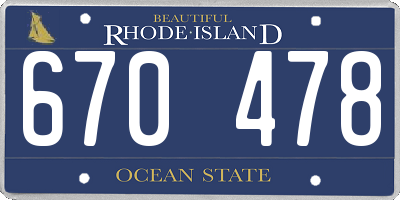 RI license plate 670478