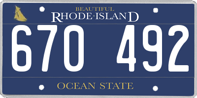 RI license plate 670492