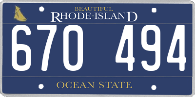 RI license plate 670494