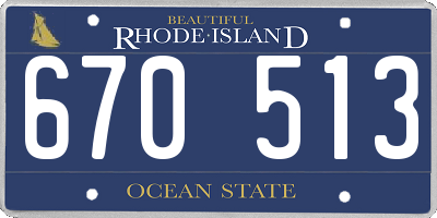 RI license plate 670513
