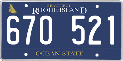 RI license plate 670521