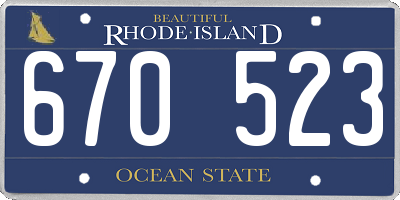 RI license plate 670523