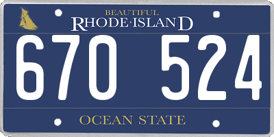 RI license plate 670524