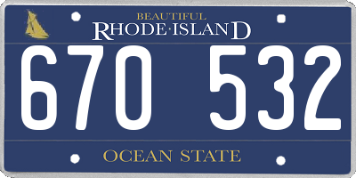 RI license plate 670532