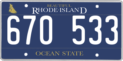 RI license plate 670533