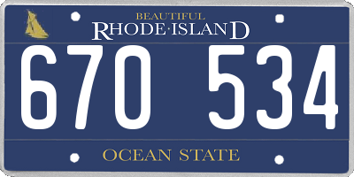 RI license plate 670534