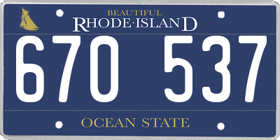 RI license plate 670537