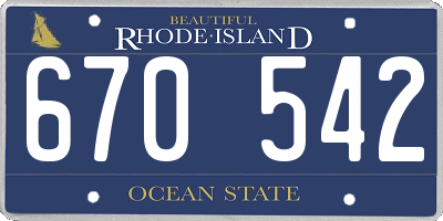 RI license plate 670542