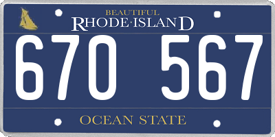 RI license plate 670567