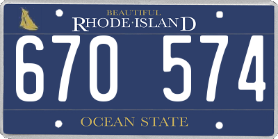 RI license plate 670574