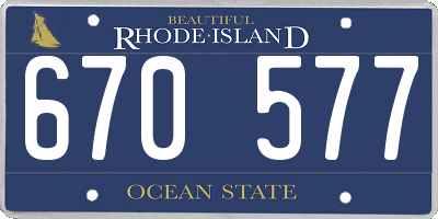 RI license plate 670577