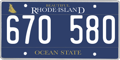 RI license plate 670580