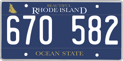 RI license plate 670582