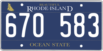 RI license plate 670583