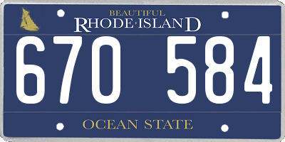 RI license plate 670584