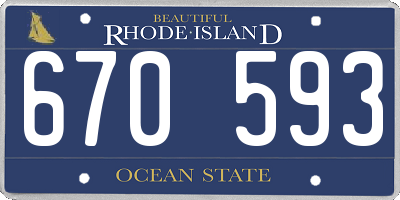 RI license plate 670593