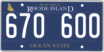 RI license plate 670600