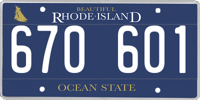 RI license plate 670601