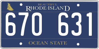 RI license plate 670631