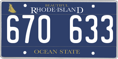 RI license plate 670633
