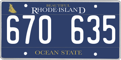 RI license plate 670635