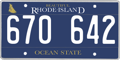 RI license plate 670642