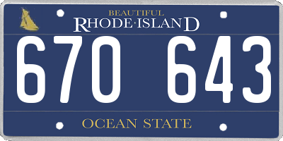 RI license plate 670643