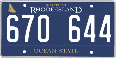 RI license plate 670644