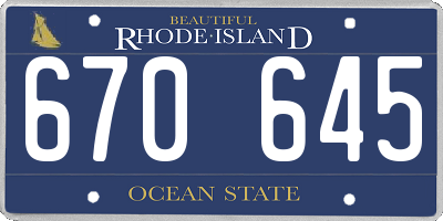 RI license plate 670645