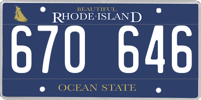 RI license plate 670646