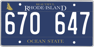 RI license plate 670647