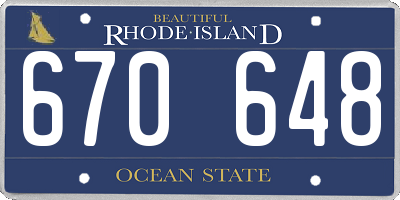 RI license plate 670648