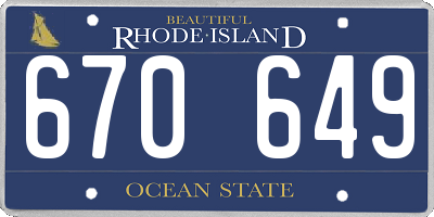 RI license plate 670649