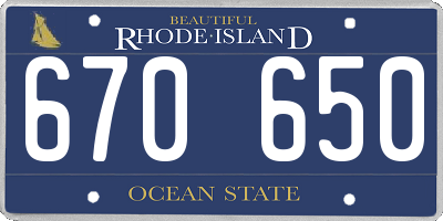RI license plate 670650